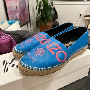 KENZO women’s leather espadrilles. Size 35. Blue and electric pink